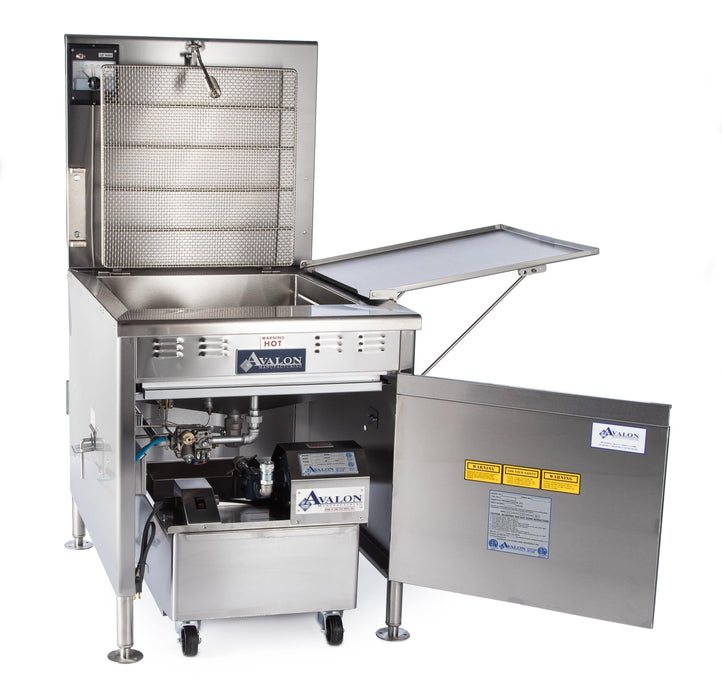 Avalon (ADF24G-BA) 24" x 24" Natural Gas Fryer, Electronic Ignition Right Side Drain Board With Submerger Screen