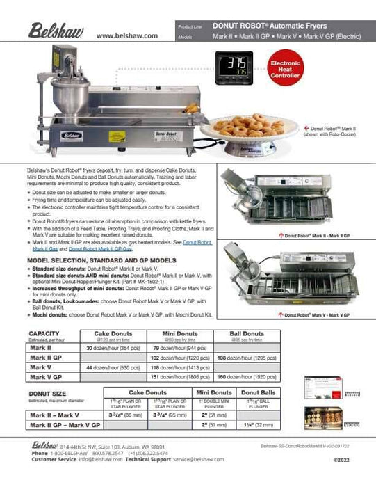 Belshaw Donut Robot® Mark II GP (Gas) Propane or Natural Gas for Mini Donuts only