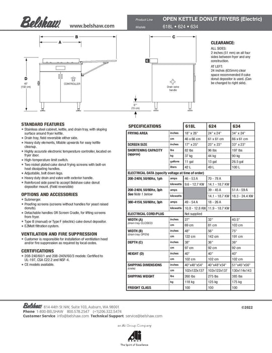 Belshaw 624 Donut Fryer 24" X 24" (Electric)