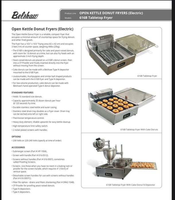 Belshaw 616B Donut Fryer