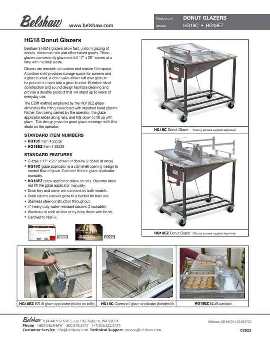 HG18EZ Glazer with Drain Tray and EZ Lift Applicator with one 17" x 25" Glazing Screen