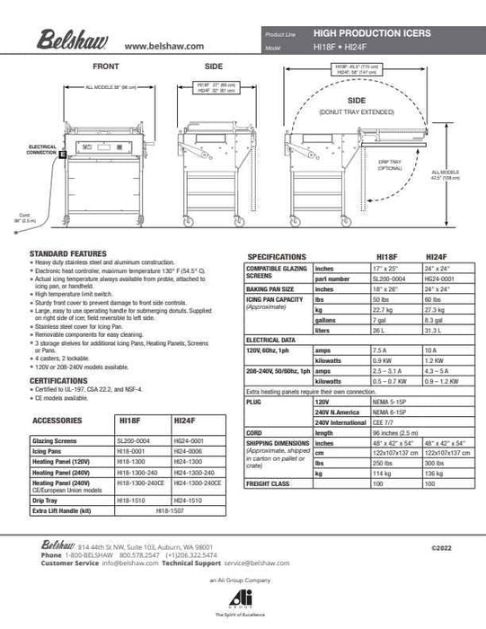 Belshaw HI18F High Production Icers (2 Options in Variants)