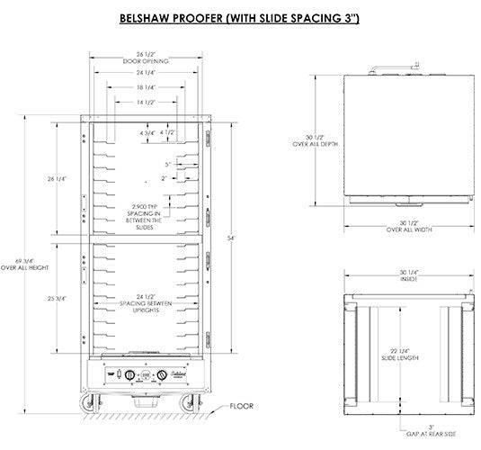 Belshaw CP3 (208-240 Volts), 50-60 hz, 1-phase 17-shelf cabinet proofer with (2)'Dutch' Doors (Temperature in Celsius)