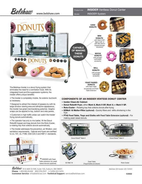 BELSHAW INSIDER Ventless Donut System -(APPROX- 226 DOZEN/HR) Mark V GP 208/240/60Hz/1 Ph